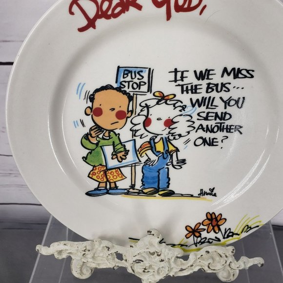 Plate Royal Norfolk Display 8" Dear God If We Miss The Bus Will You Send Another - Picture 4 of 10